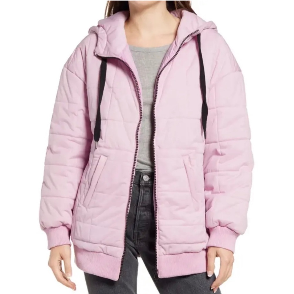 Aveo Les Filles Pink Quilted Hoodie Jacket